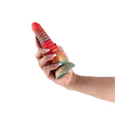 Colours Stacked 6 Inch Dildo Red and Gold Silicone Adult Toy DONGS